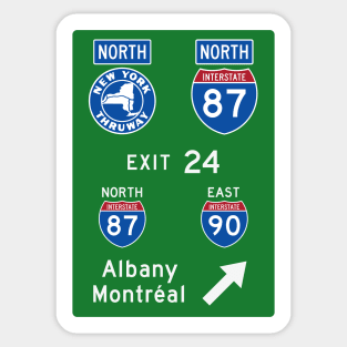 New York Thruway Northbound Exit 24: Albany Montréal I-90 I-87 Sticker